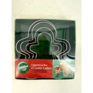 VTG Wilton Gingerbread Boy Cookie Cutters Set of 4‎ Metal Baking Molds